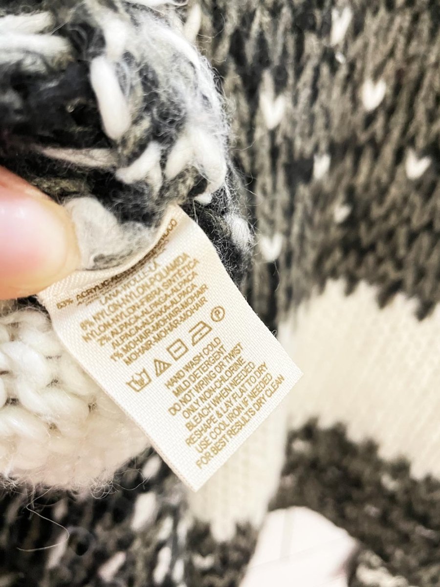 free people alpaca - wool fair isle boxy cropped knit sweater - good market thrift store