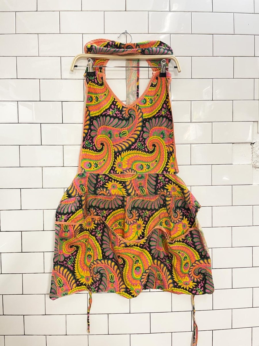 vintage ameritex screen print paisley apron - good market thrift store