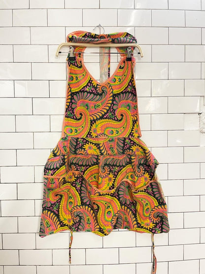vintage ameritex screen print paisley apron - good market thrift store
