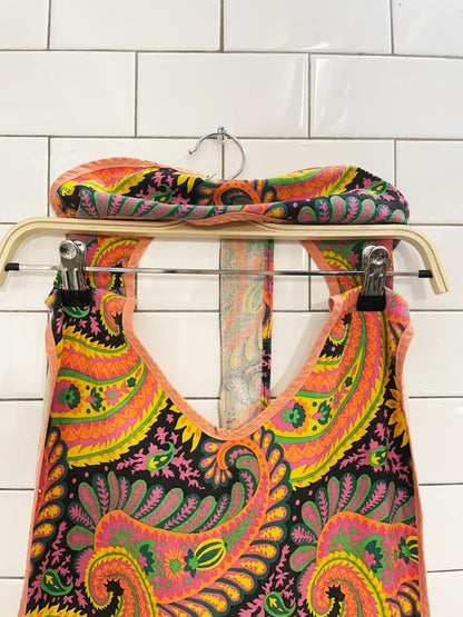 vintage ameritex screen print paisley apron - good market thrift store