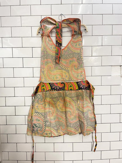 vintage ameritex screen print paisley apron - good market thrift store