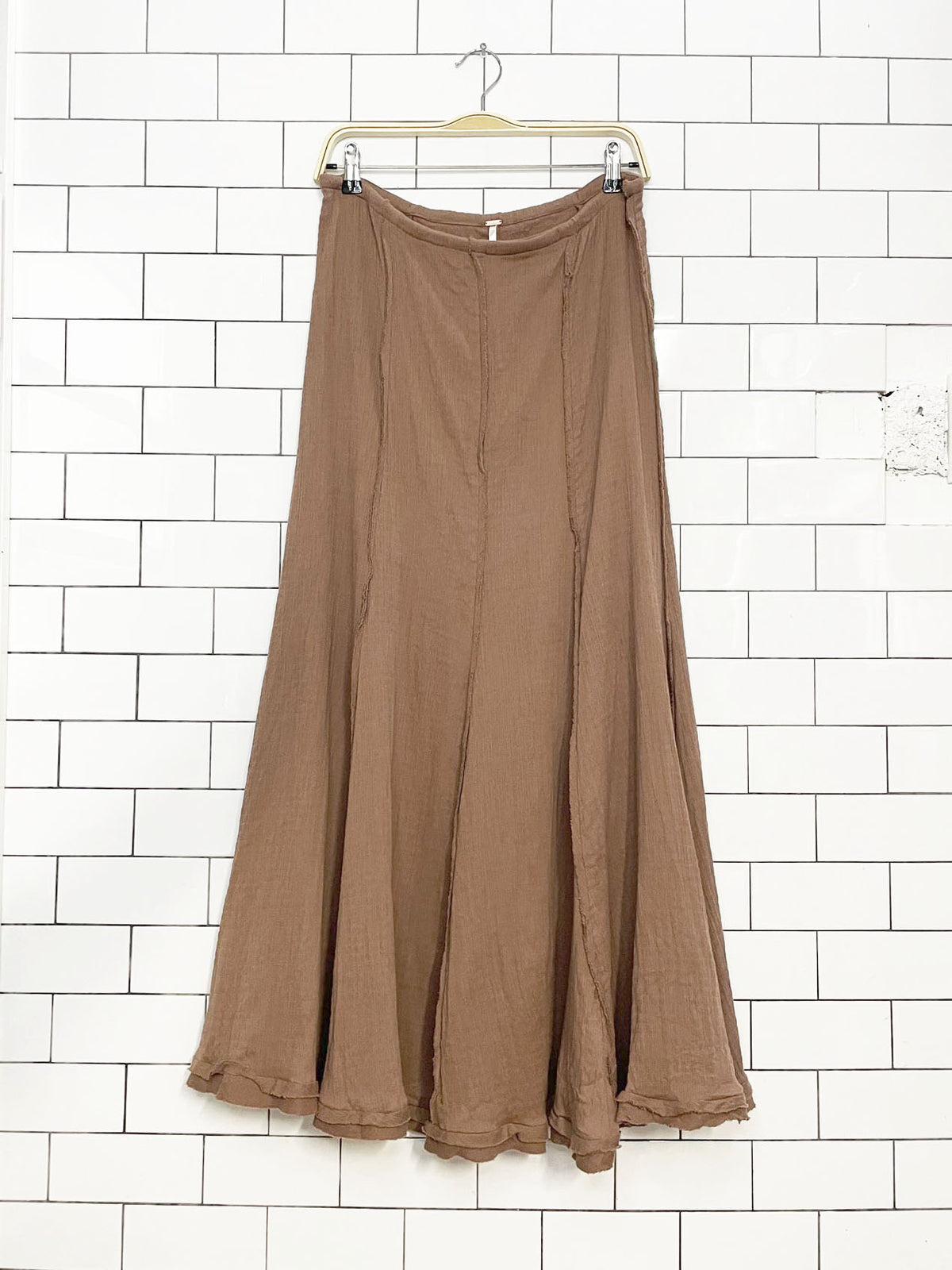 free people caught in the moment raw edge stretchy maxi skirt | made in India