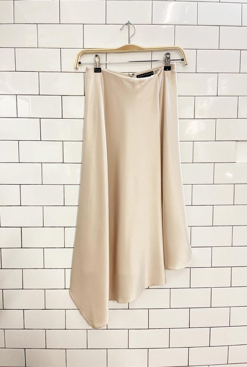 alice + olivia jayla drape slit midi skirt - good market thrift store