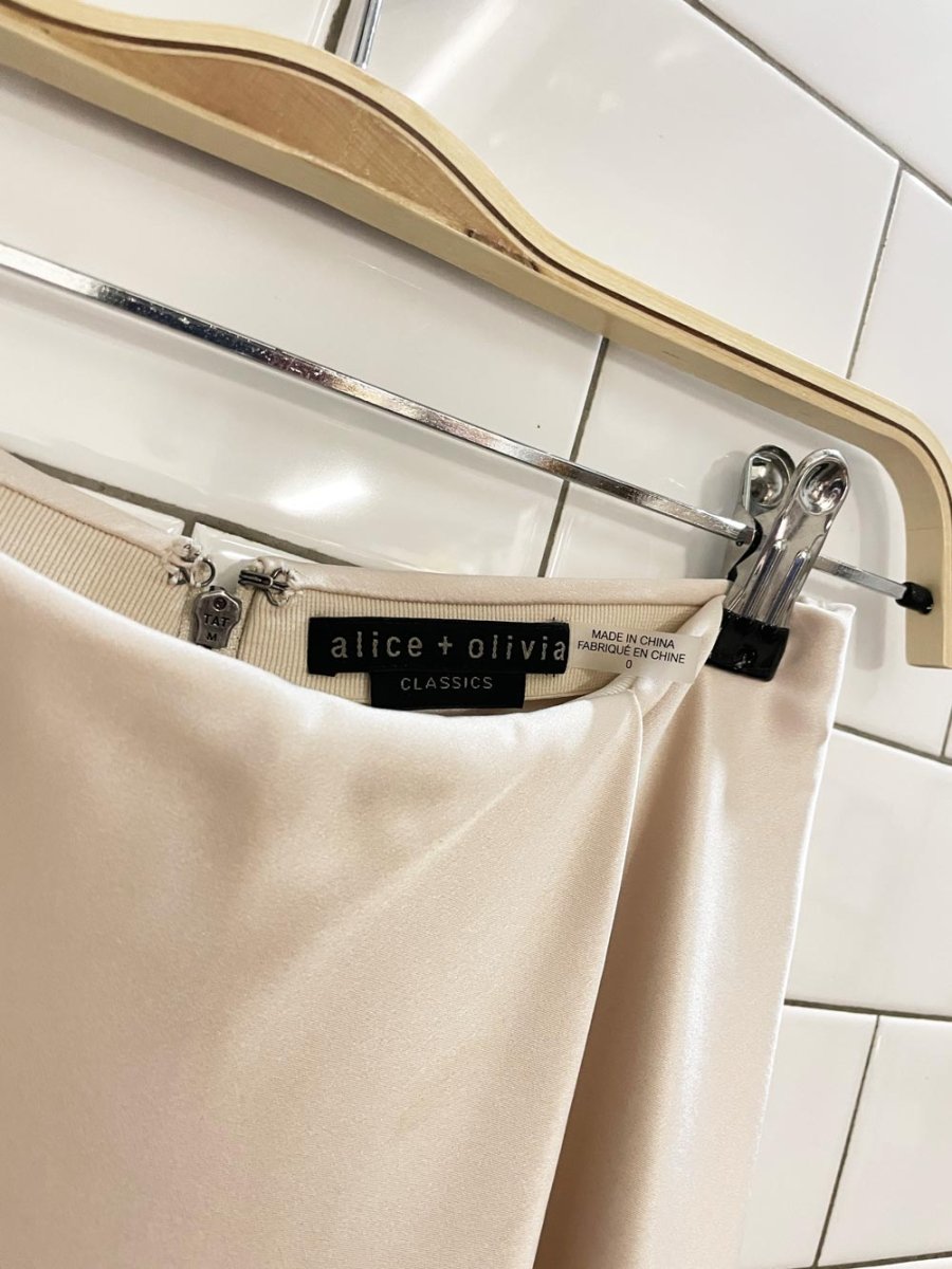 alice + olivia jayla drape slit midi skirt - good market thrift store