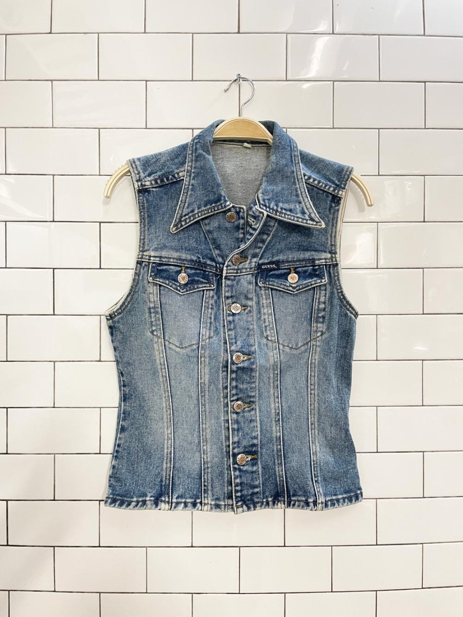 vintage 90s guess denim vest top - good market thrift store