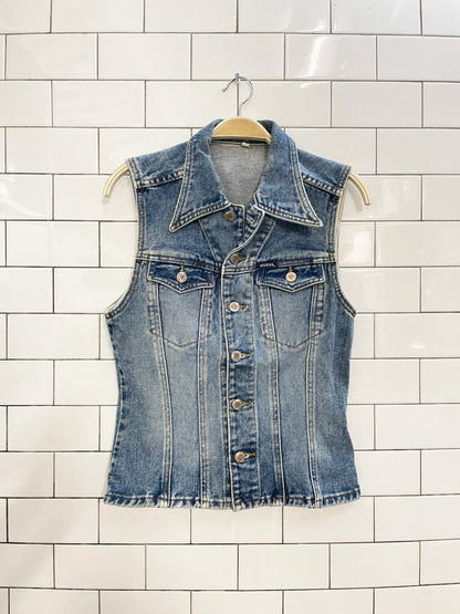 vintage 90s guess denim vest top - good market thrift store