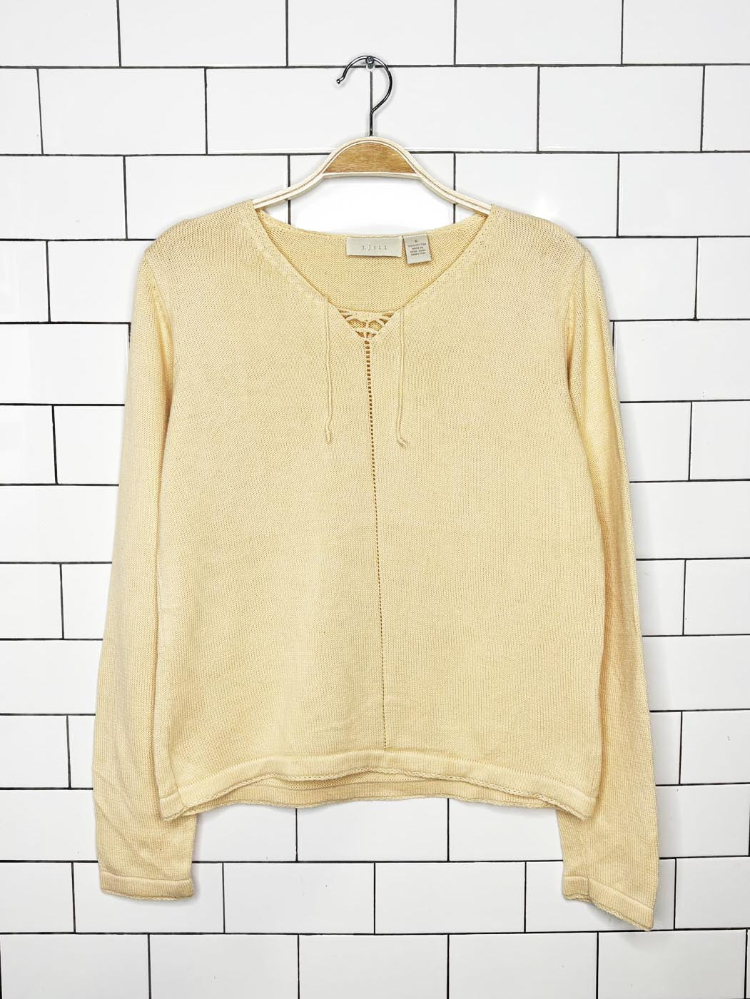 j jill v-neck crochet detail knit summer pullover