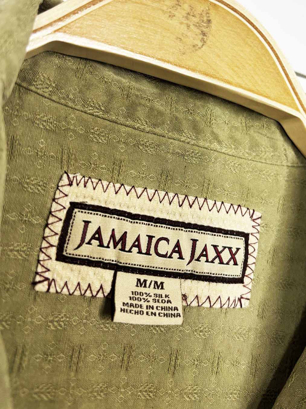 jamaica jaxx 100% silk textured full button cabana shirt