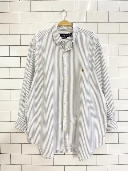 ralph lauren blue stripe oversized boyfriend shirt - good market thrift store