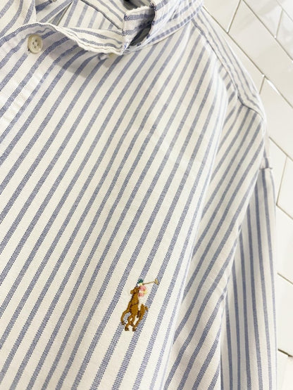 ralph lauren blue stripe oversized boyfriend shirt - good market thrift store