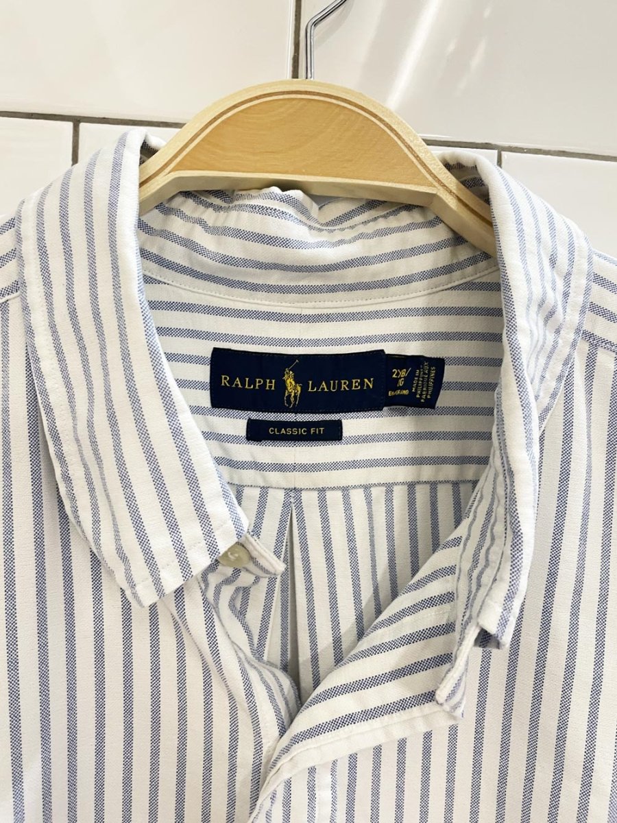 ralph lauren blue stripe oversized boyfriend shirt - good market thrift store