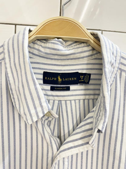ralph lauren blue stripe oversized boyfriend shirt - good market thrift store
