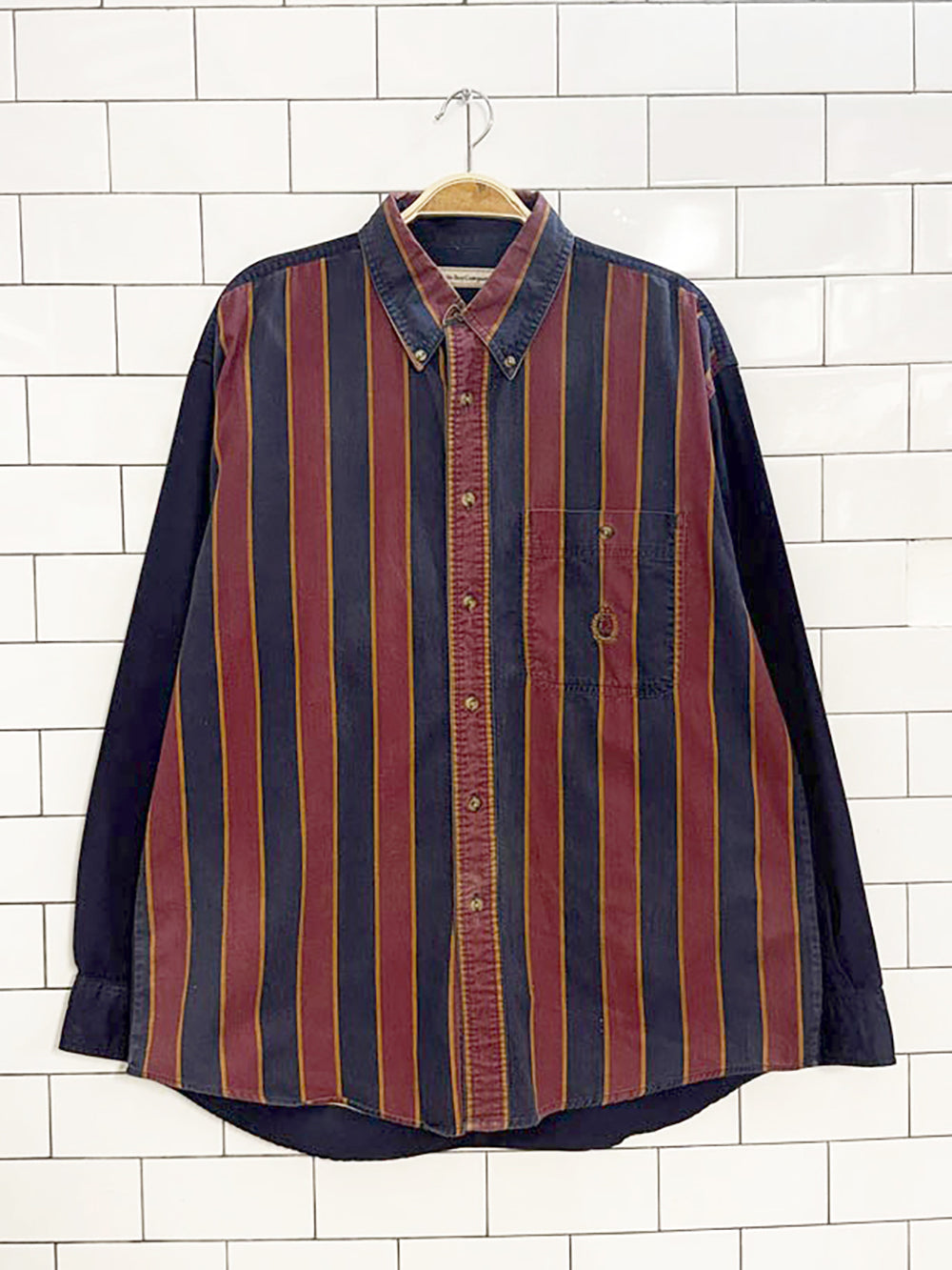 vintage bugle boy crest pocket striped shirt