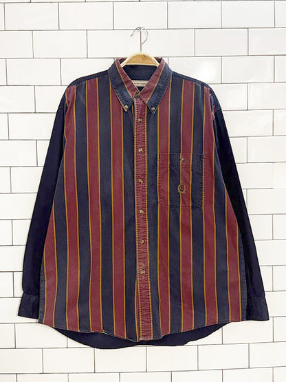 vintage bugle boy crest pocket striped shirt