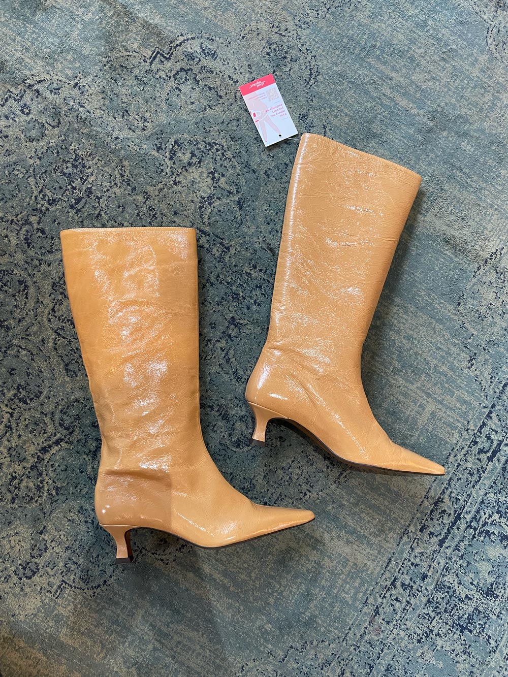 l'intervalle patent low heel knee high boots