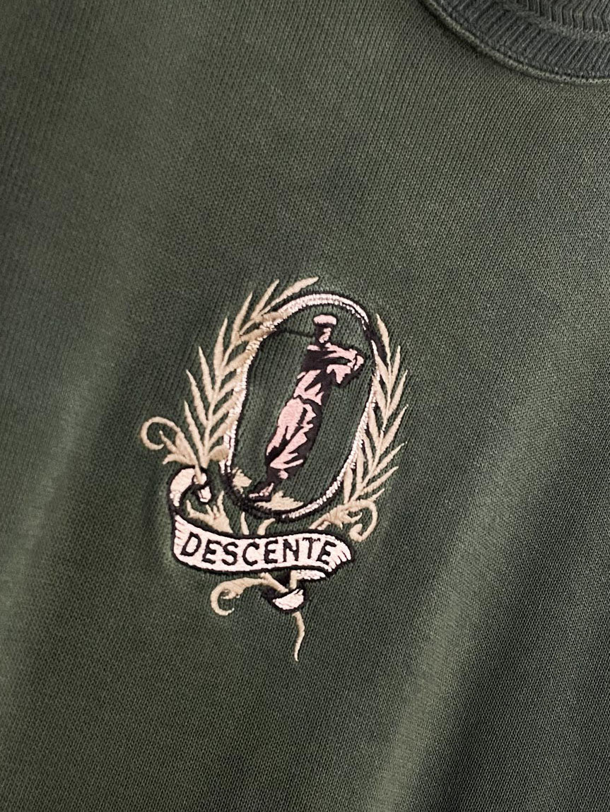 vintage 90s descente golf rib knit crested sweatshirt | made in Japan