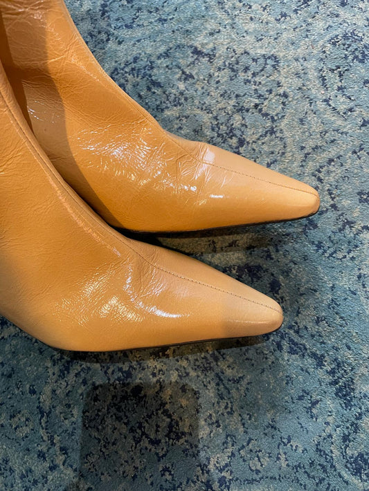 l'intervalle patent low heel knee high boots