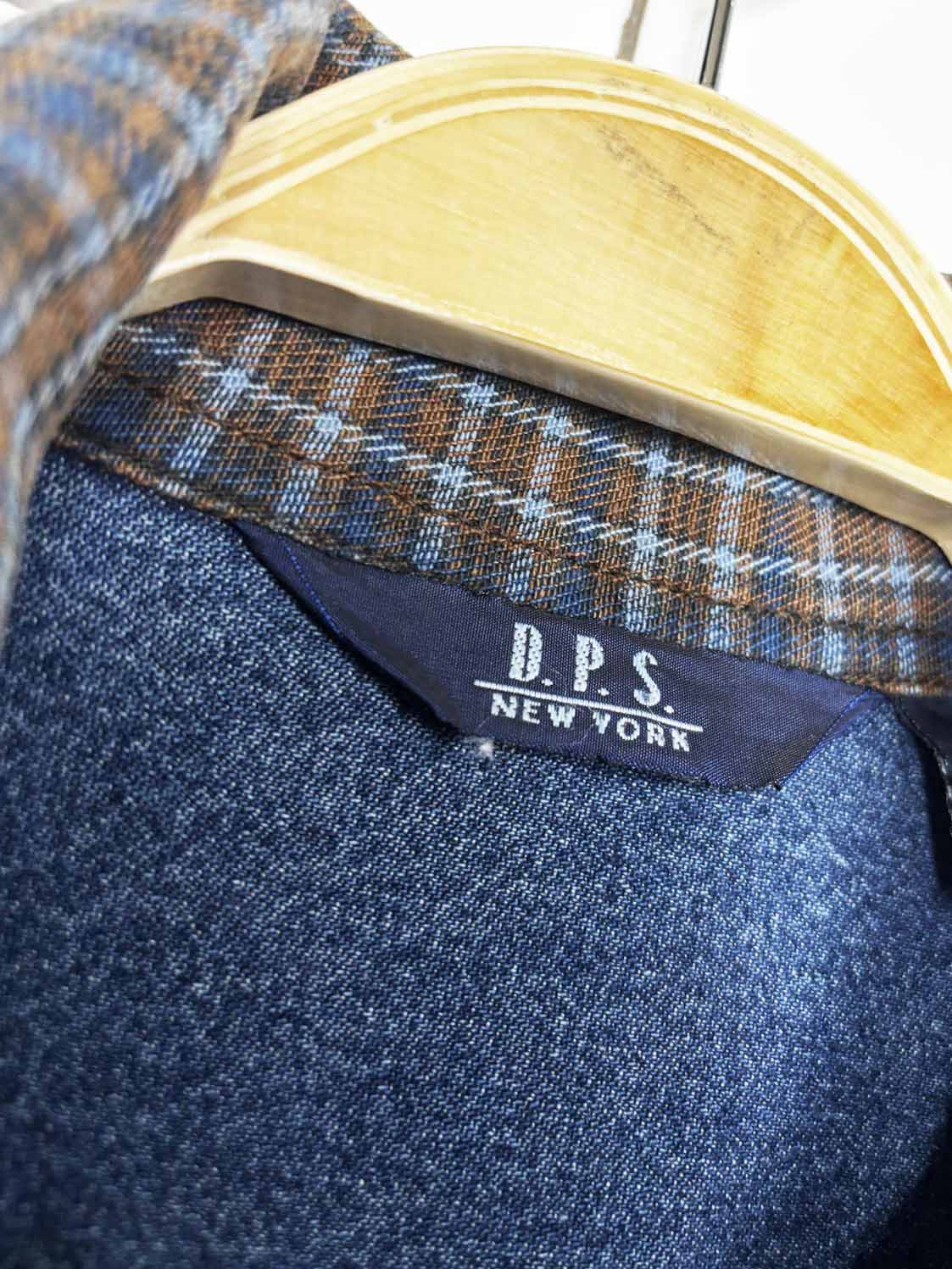 vintage 90s dps new york flannel collar two pocket denim shirt jacket