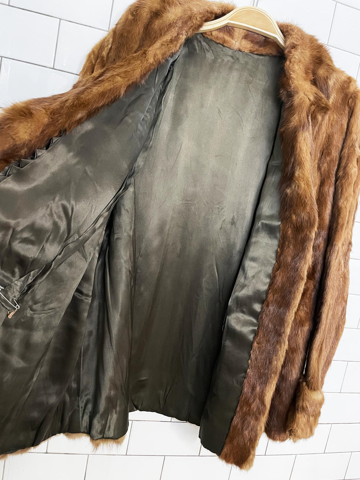vintage 60s mink fur cuffed car coat
