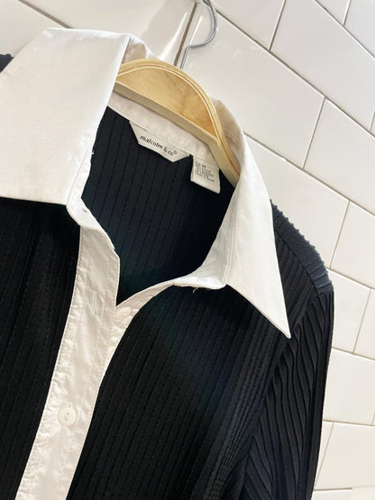 vintage 90s malcom & co contrast collar ribbed shirt - good market thrift store