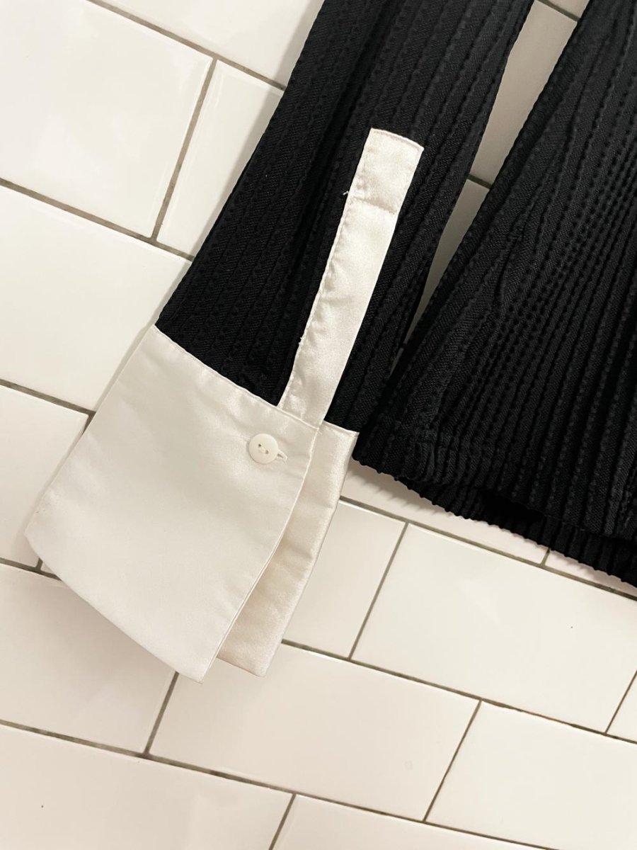 vintage 90s malcom & co contrast collar ribbed shirt - good market thrift store