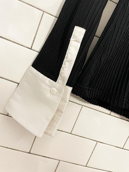 vintage 90s malcom & co contrast collar ribbed shirt - good market thrift store