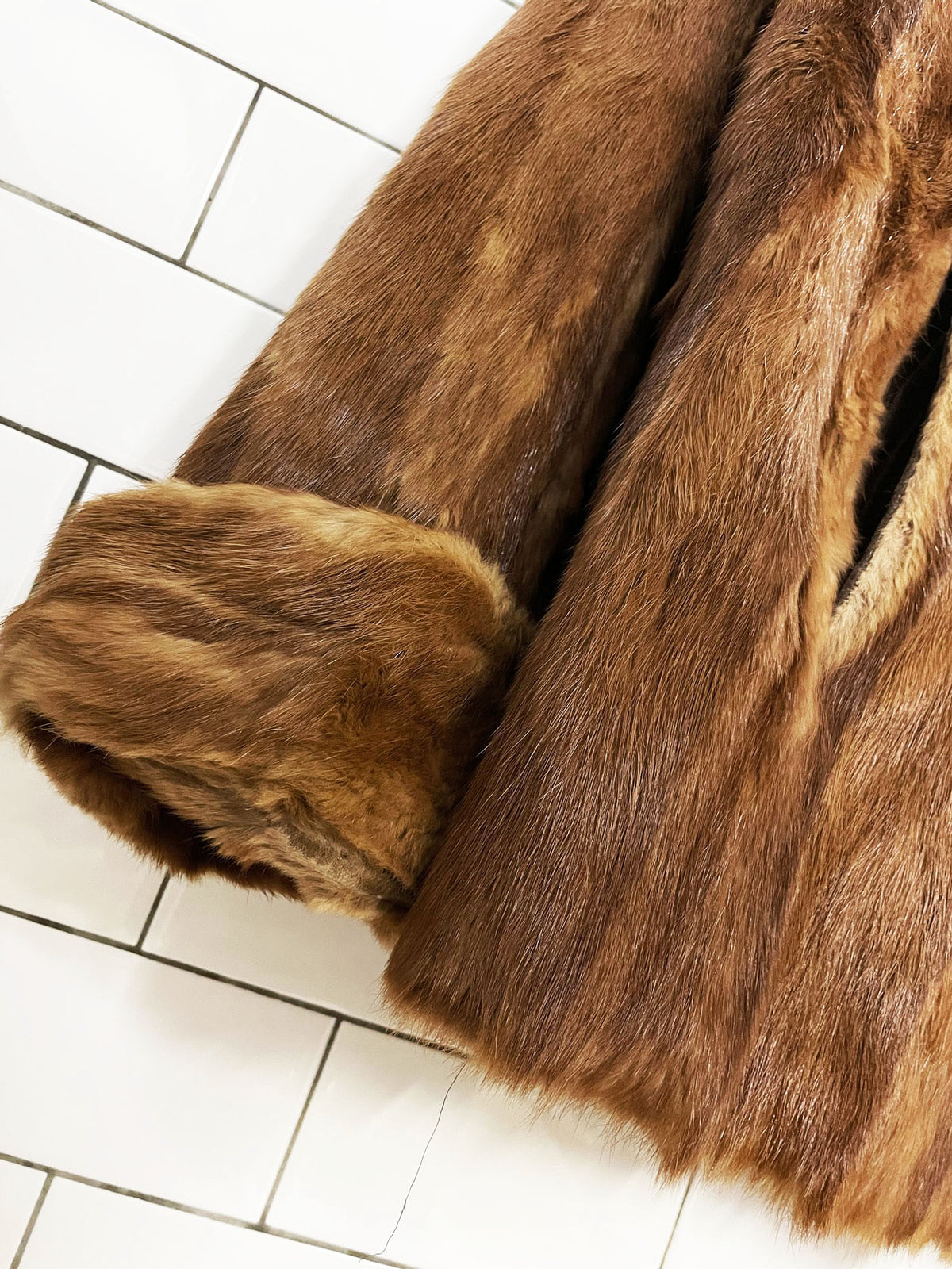 vintage 60s mink fur cuffed car coat