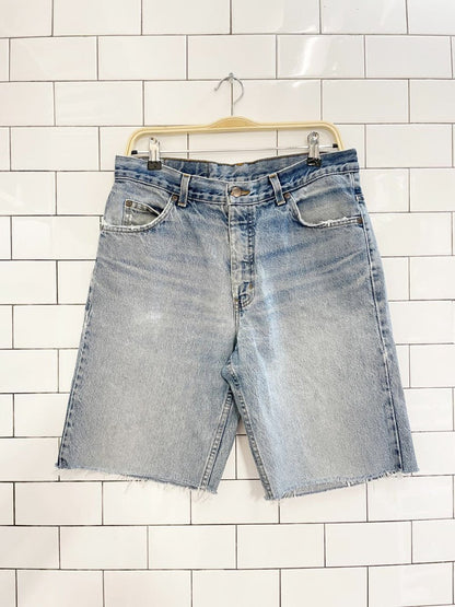 vintage 90s mark's relaxed fit long denim cut off shorts - good market thrift store