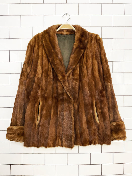 vintage 60s mink fur cuffed car coat