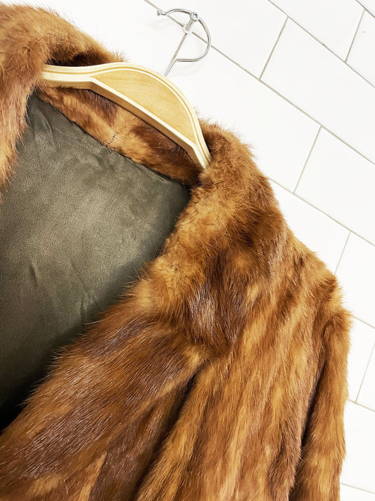 vintage 60s mink fur cuffed car coat