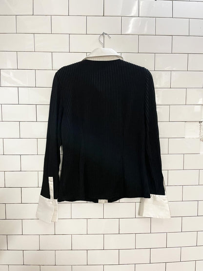 vintage 90s malcom & co contrast collar ribbed shirt - good market thrift store