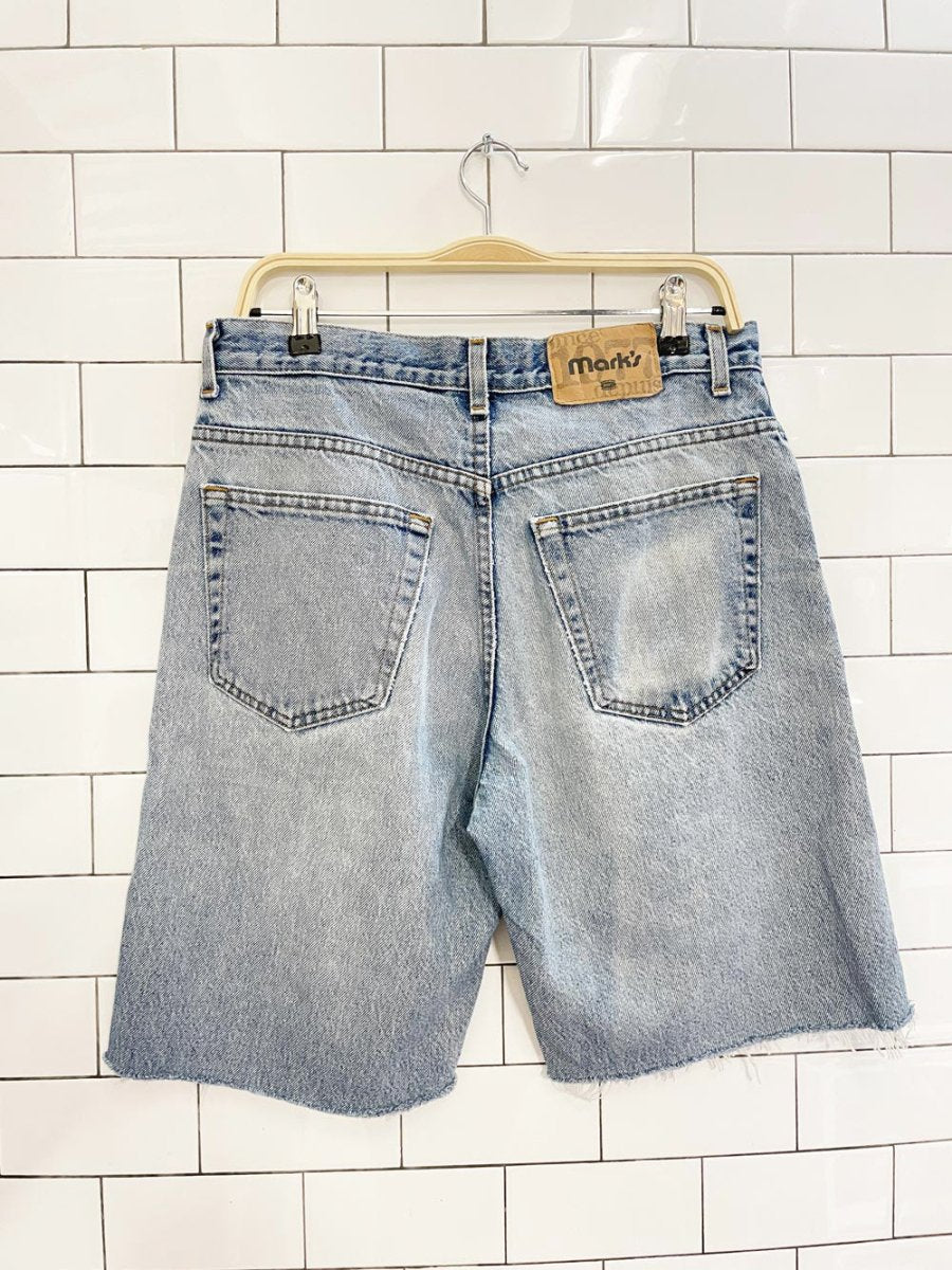 vintage 90s mark's relaxed fit long denim cut off shorts - good market thrift store
