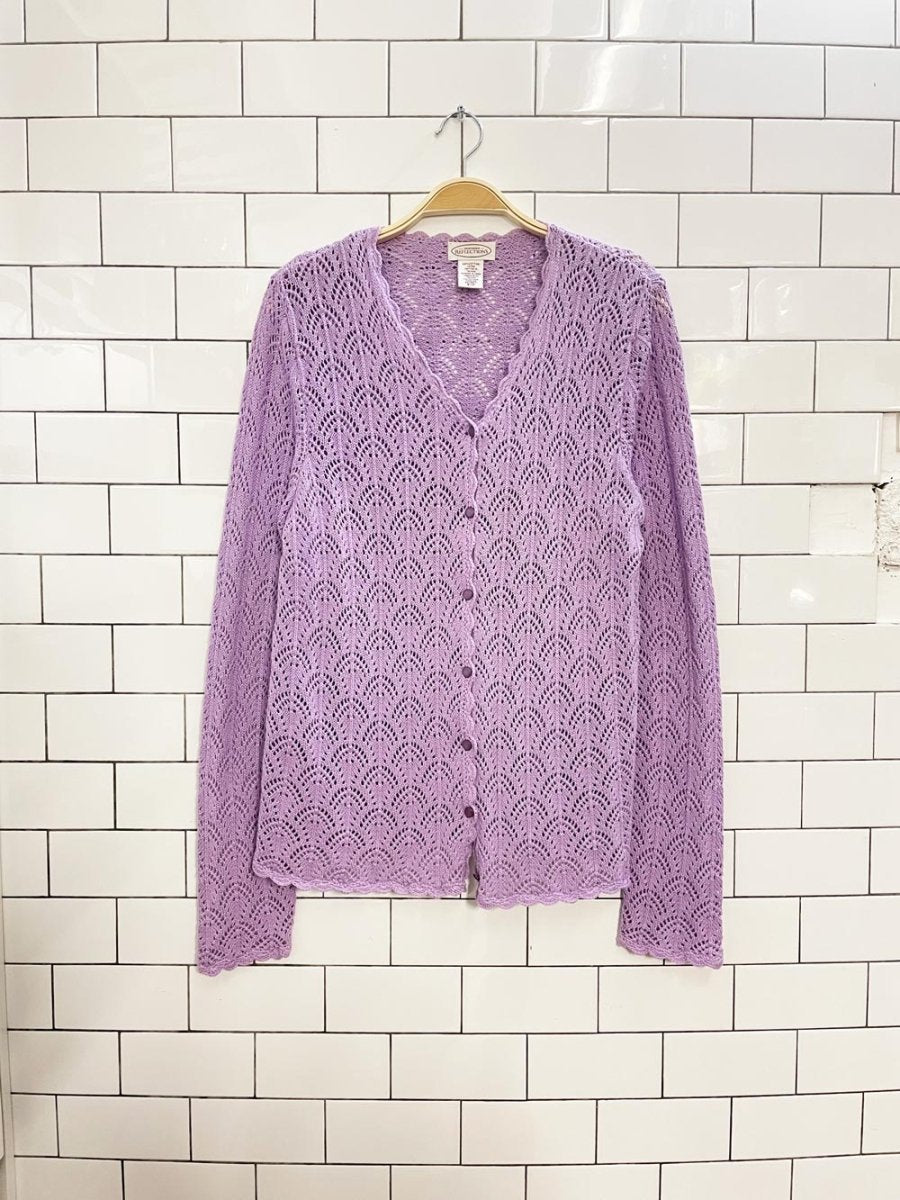vintage 00s NR crochet knit cardigan top - good market thrift store
