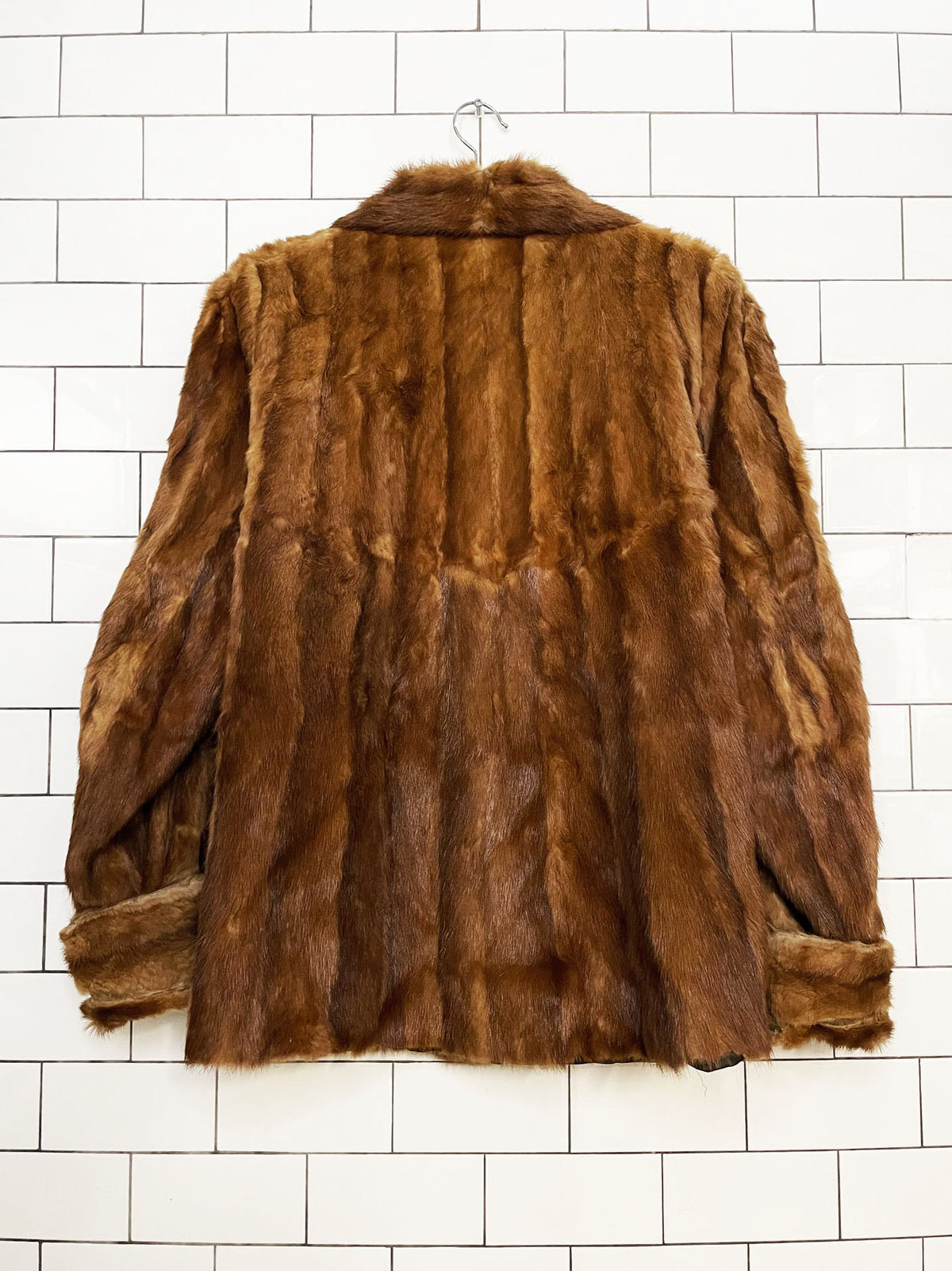 vintage 60s mink fur cuffed car coat