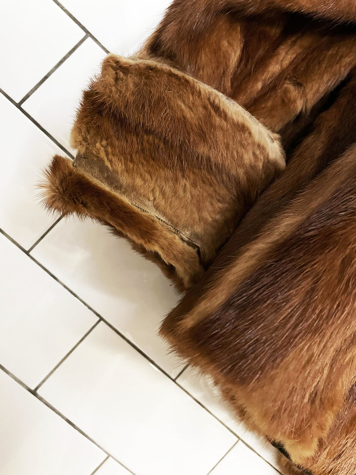 vintage 60s mink fur cuffed car coat