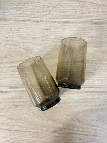 x2 vintage smoke glass tumblers - good market thrift store