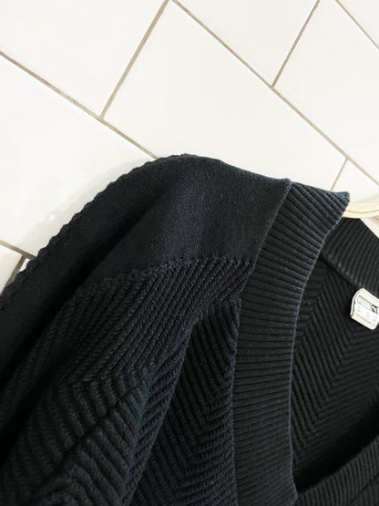 puma herrringbone knit v - neck cotton sweater - good market thrift store