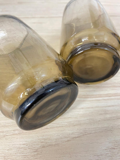 x2 vintage smoke glass tumblers - good market thrift store