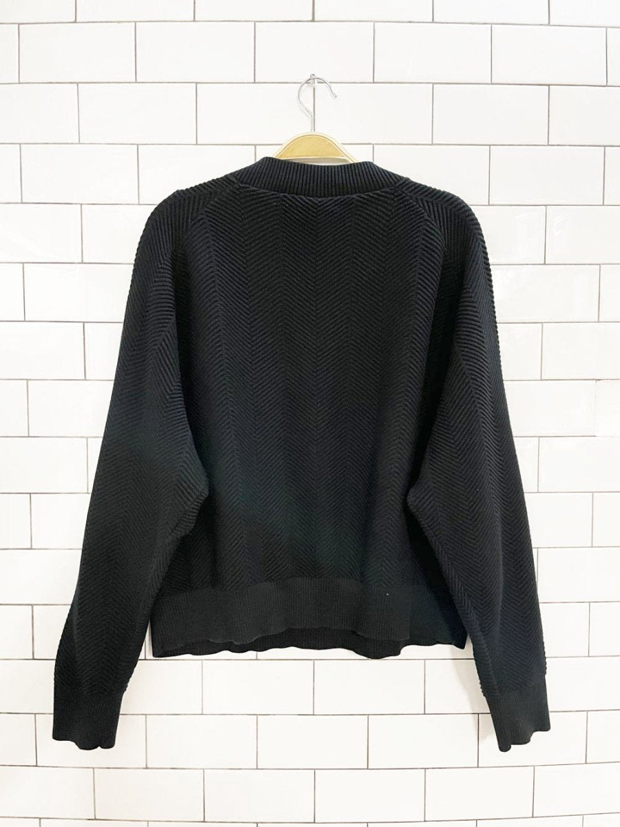 puma herrringbone knit v - neck cotton sweater - good market thrift store