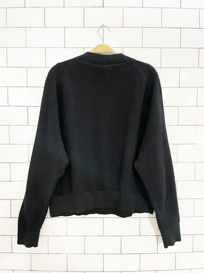 puma herrringbone knit v - neck cotton sweater - good market thrift store