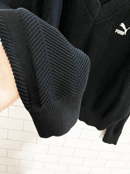 puma herrringbone knit v - neck cotton sweater - good market thrift store