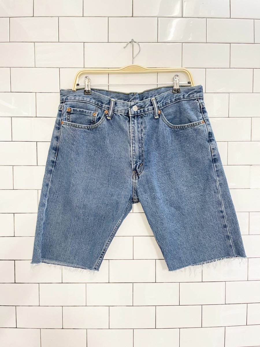 levi's baggy long denim cut off shorts - good market thrift store