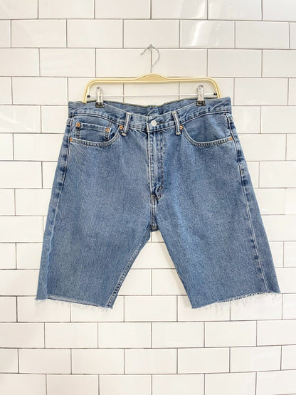 levi's baggy long denim cut off shorts - good market thrift store
