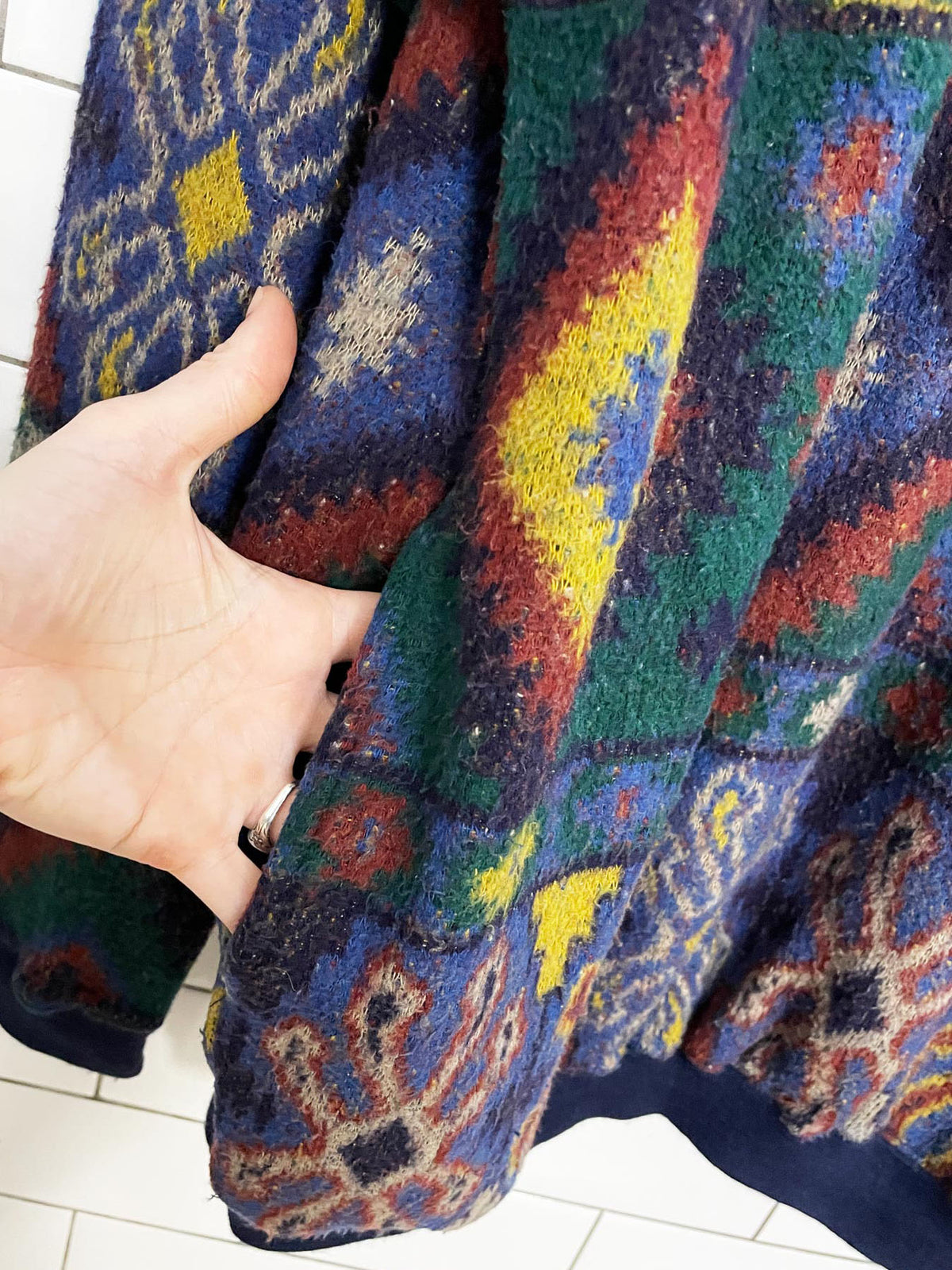 vintage 90s jeans wear 1/2 button southwestern fleece pullover