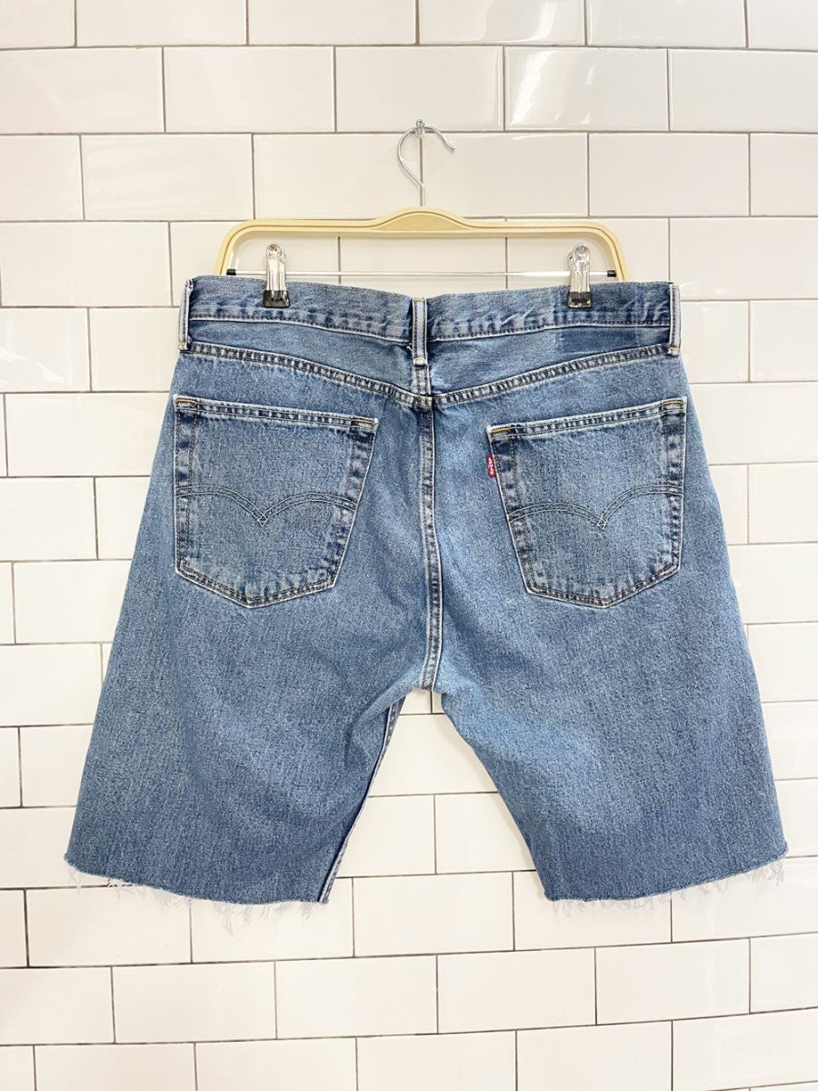 levi's baggy long denim cut off shorts - good market thrift store