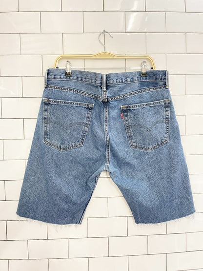 levi's baggy long denim cut off shorts - good market thrift store