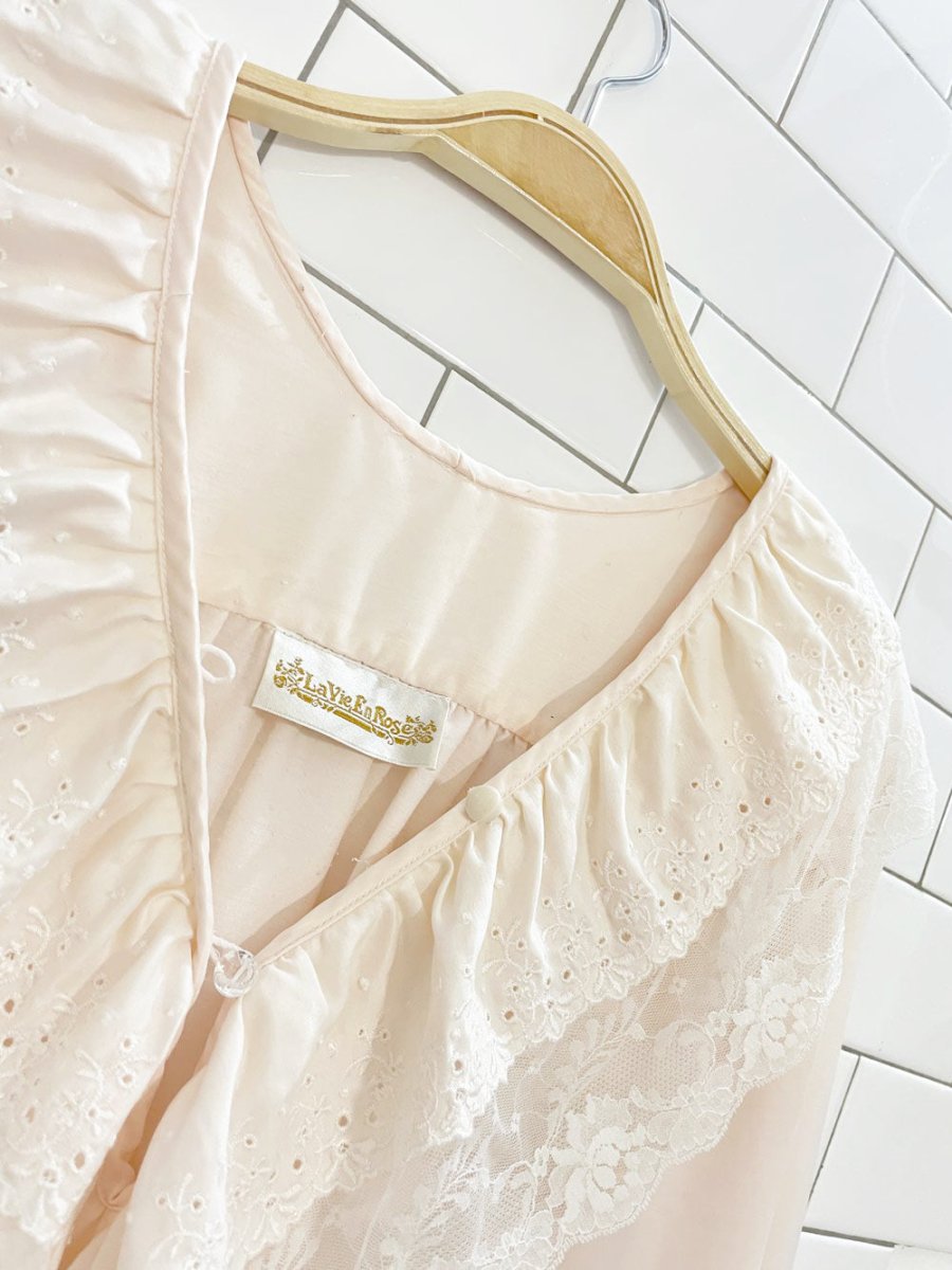 vintage 80s la vie en rose lace - trim satin nightgown - good market thrift store