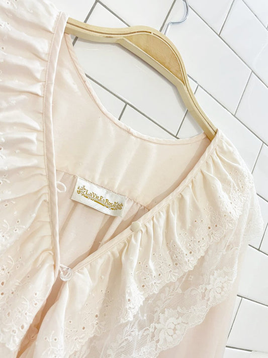 vintage 80s la vie en rose lace - trim satin nightgown - good market thrift store