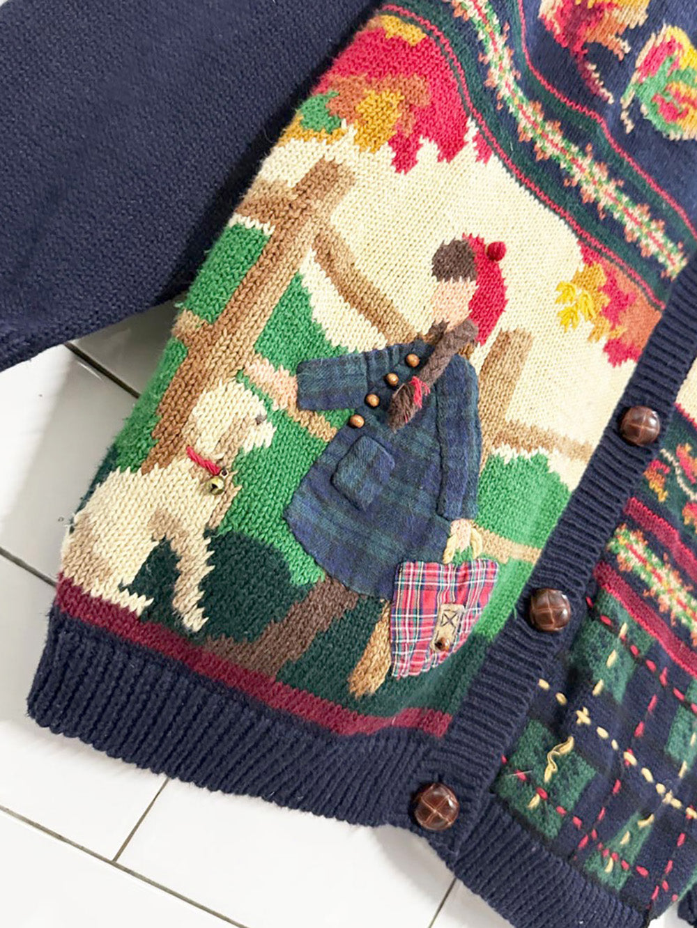 vintage susan bristol hand-embroidered school teacher knit cardigan