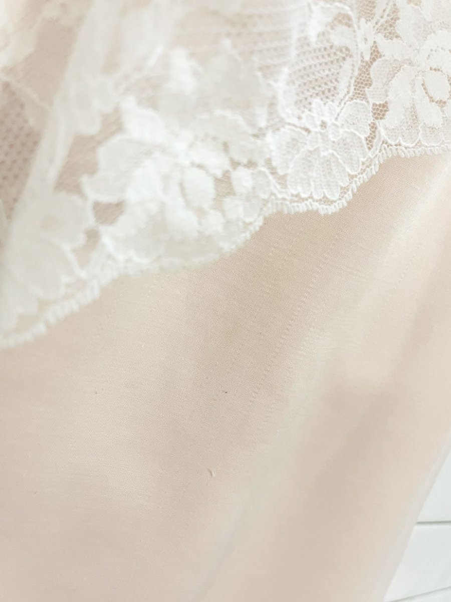 vintage 80s la vie en rose lace - trim satin nightgown - good market thrift store